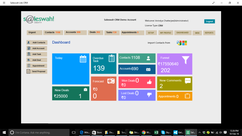 screenshot of Saleswah CRM